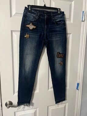 Miss Me Dark Blue Embellished Ankle Skinny Jeans